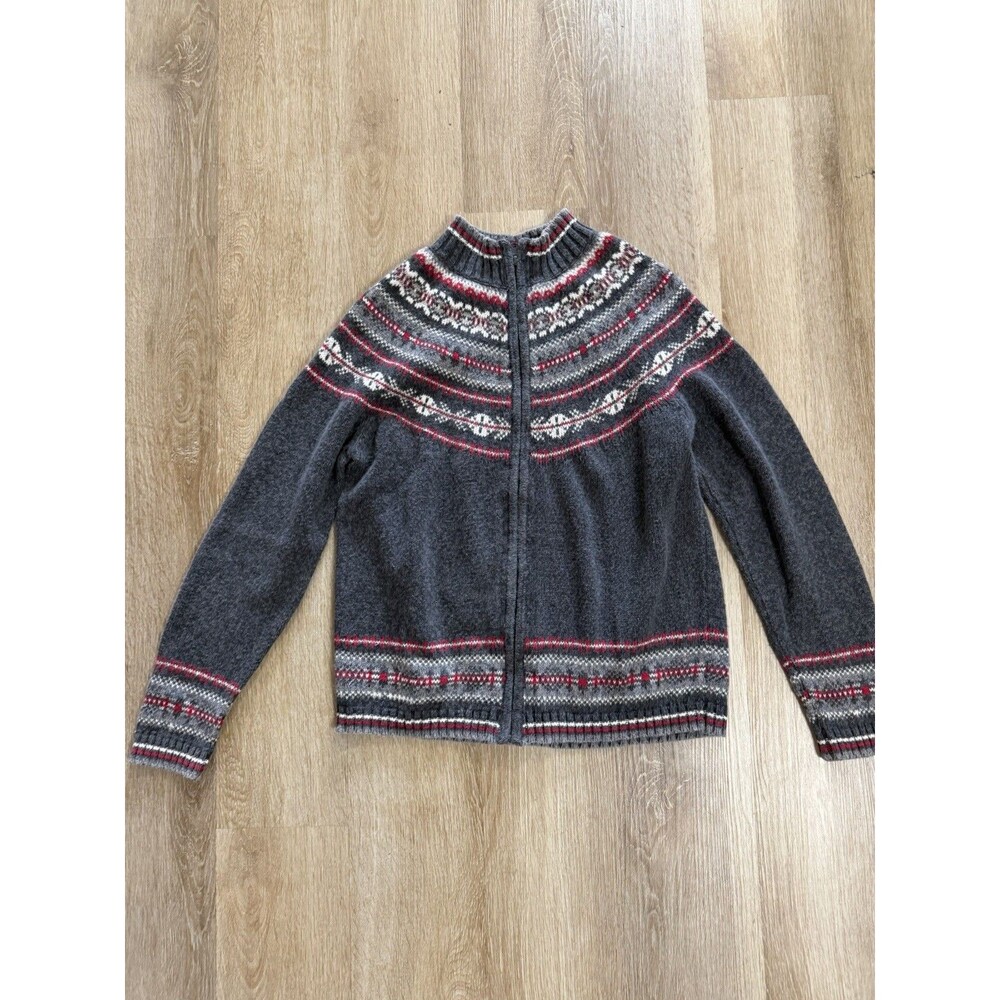 Tiara International Vintage Women’s Holiday Fall Winter Zip Up Sweater Small Y2K